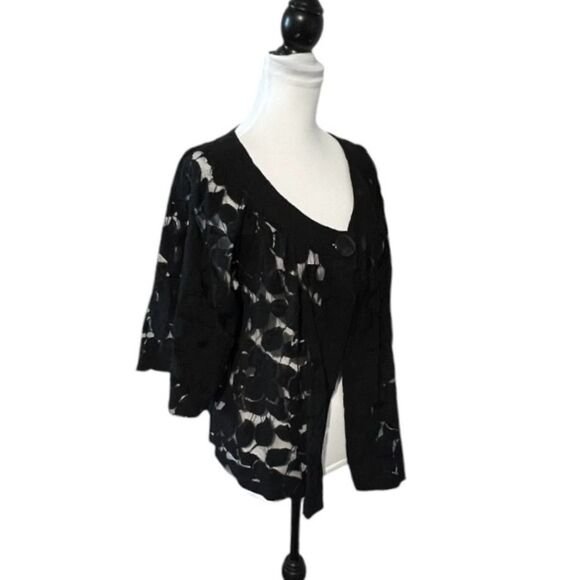 Bay Studio Plus Jacket Plus 2X Black Lace 1 Button Cropped Cardigan Bolero Cardi - Picture 4 of 7